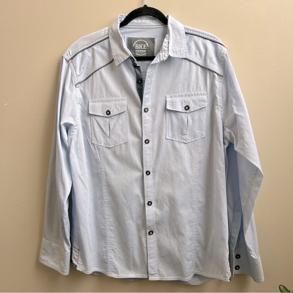 BKE cotton blue button down mens Shirt Size Medium